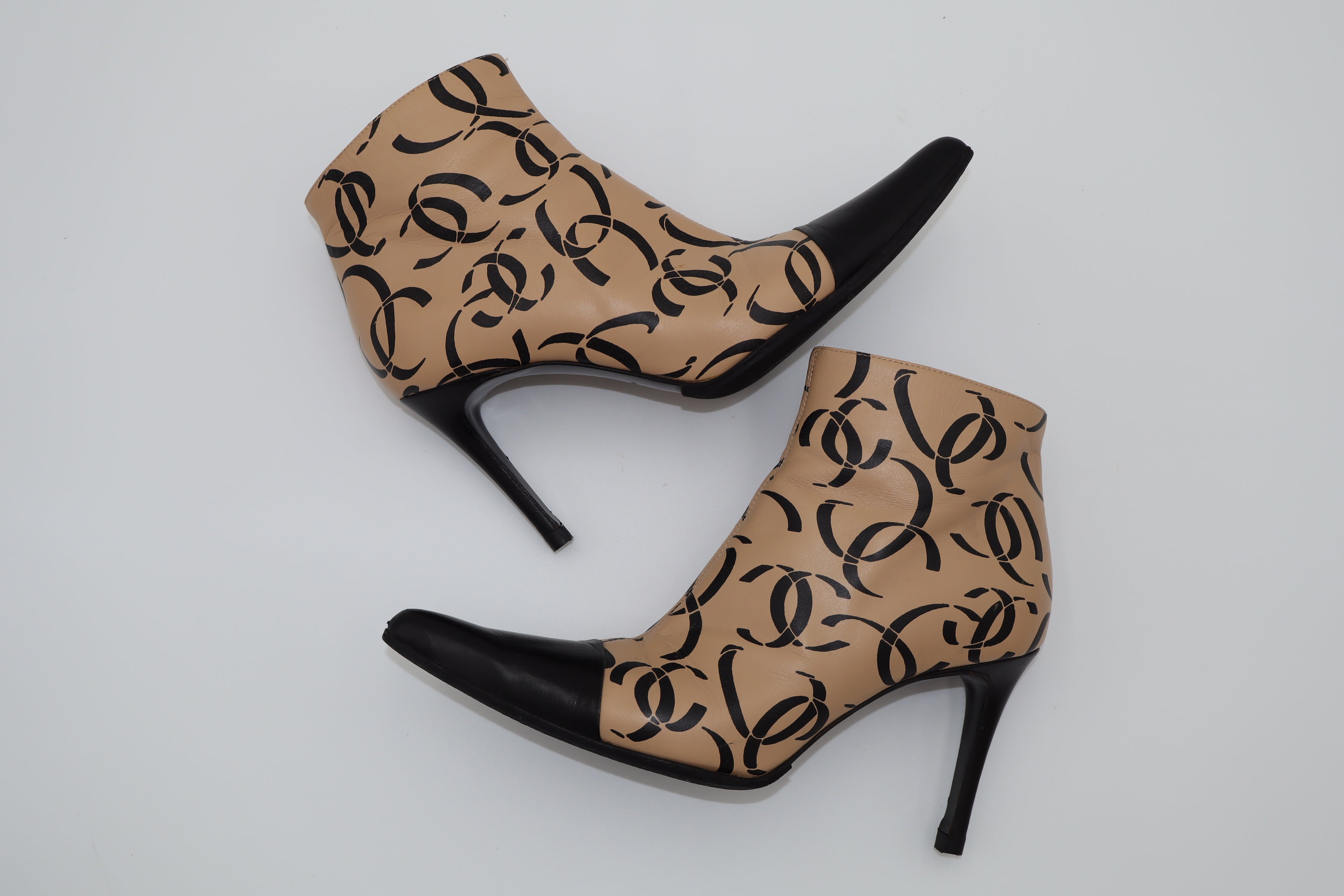 CHANEL F/W 2000 CC Monogram Print Ankle Boots