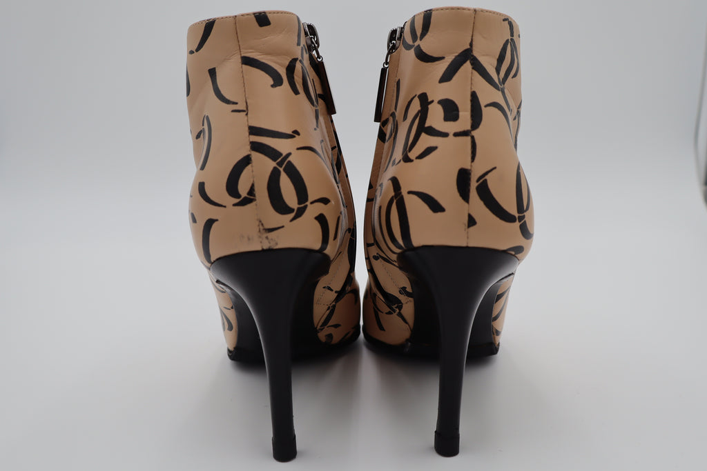 CHANEL F/W 2000 CC Monogram Print Ankle Boots