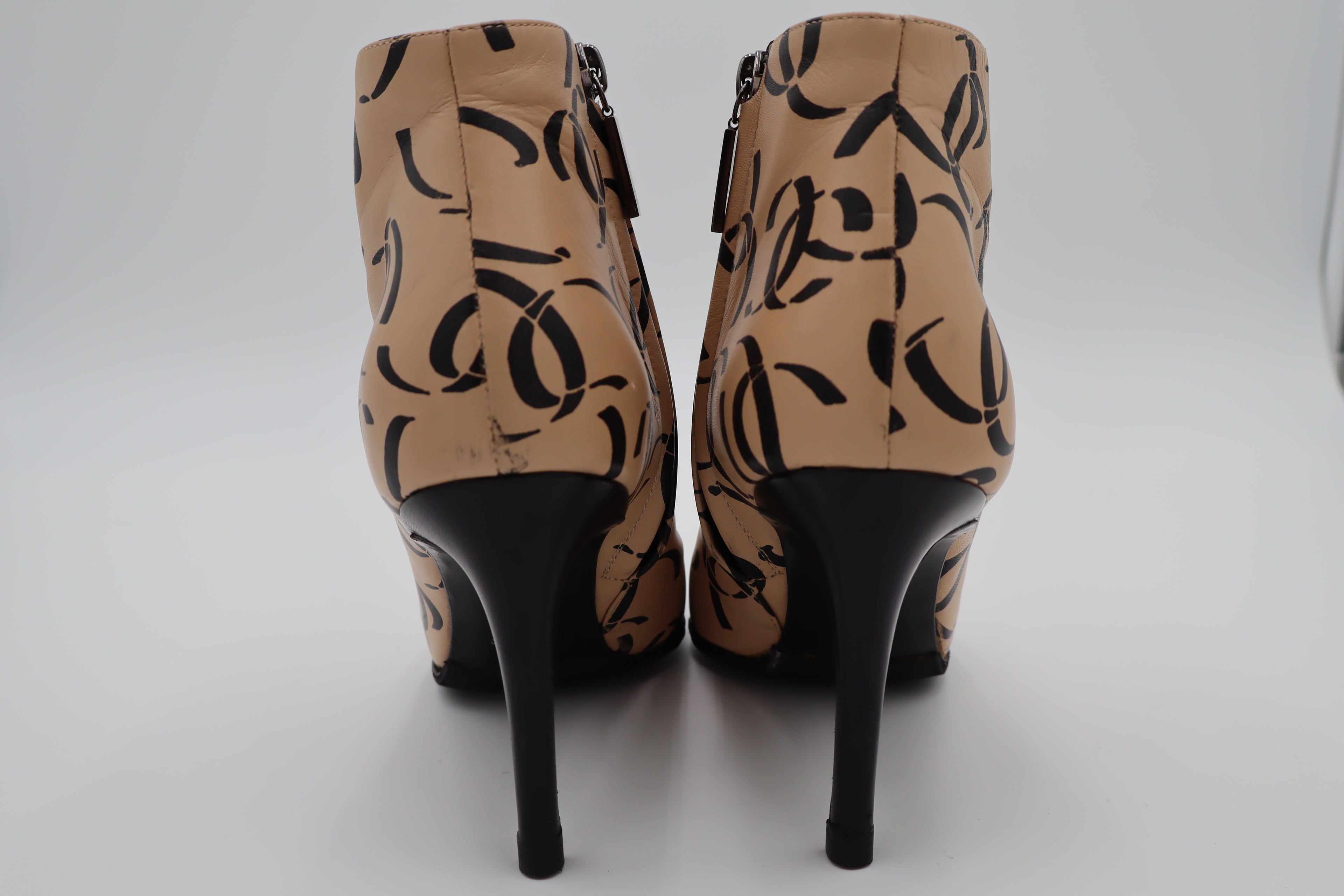 CHANEL F/W 2000 CC Monogram Print Ankle Boots
