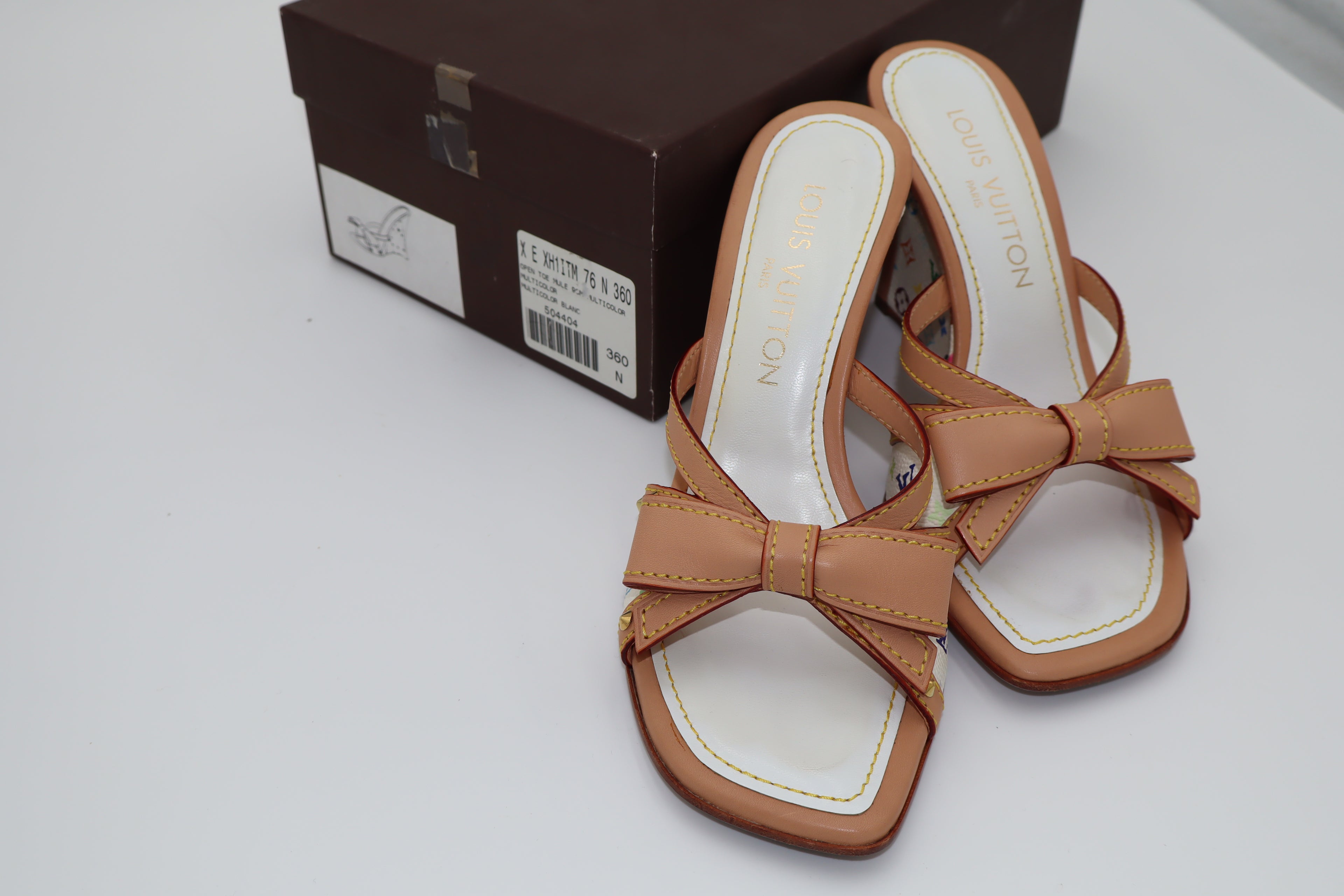 Louis Vuitton x Takashi Murakami Multicolore Bow Wedge Mule Heels