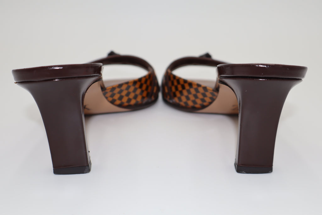 Louis Vuitton Vintage Brown Damier “LV” Sandal Heels