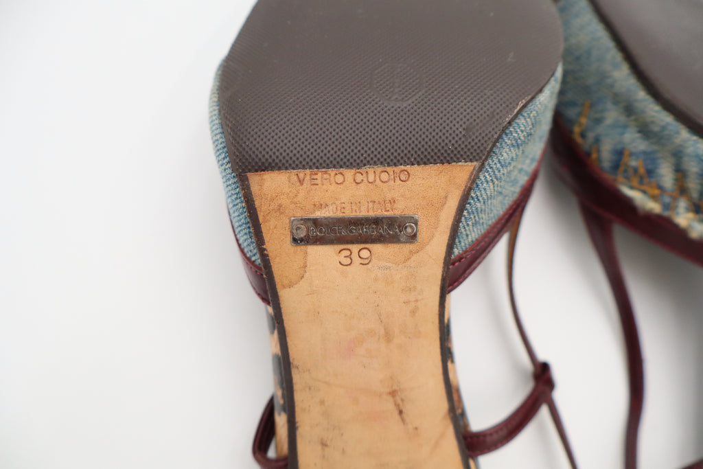 Dolce & Gabbana distressed denim slingback heels
