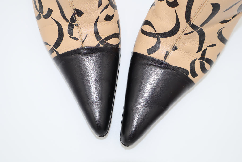 CHANEL F/W 2000 CC Monogram Print Ankle Boots