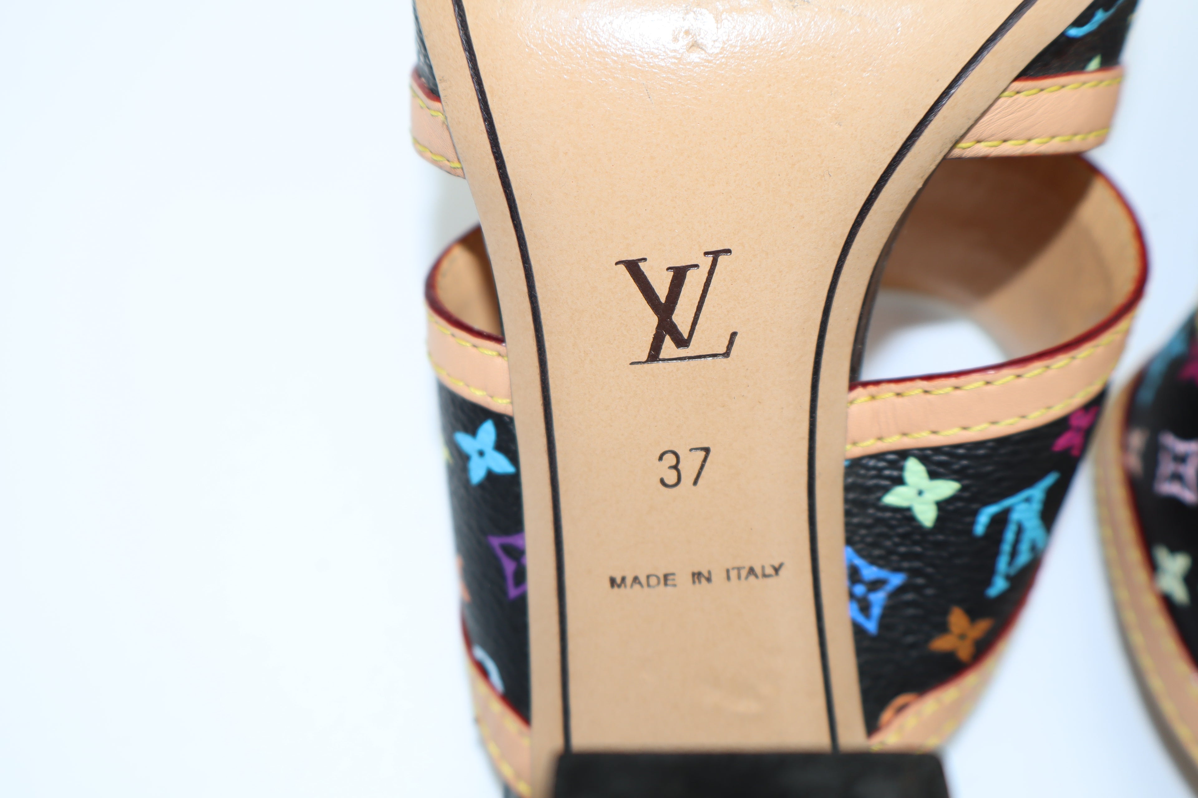 Louis Vuitton x Takashi Murakami Multicolor Monogram Double Strap Mule Heels
