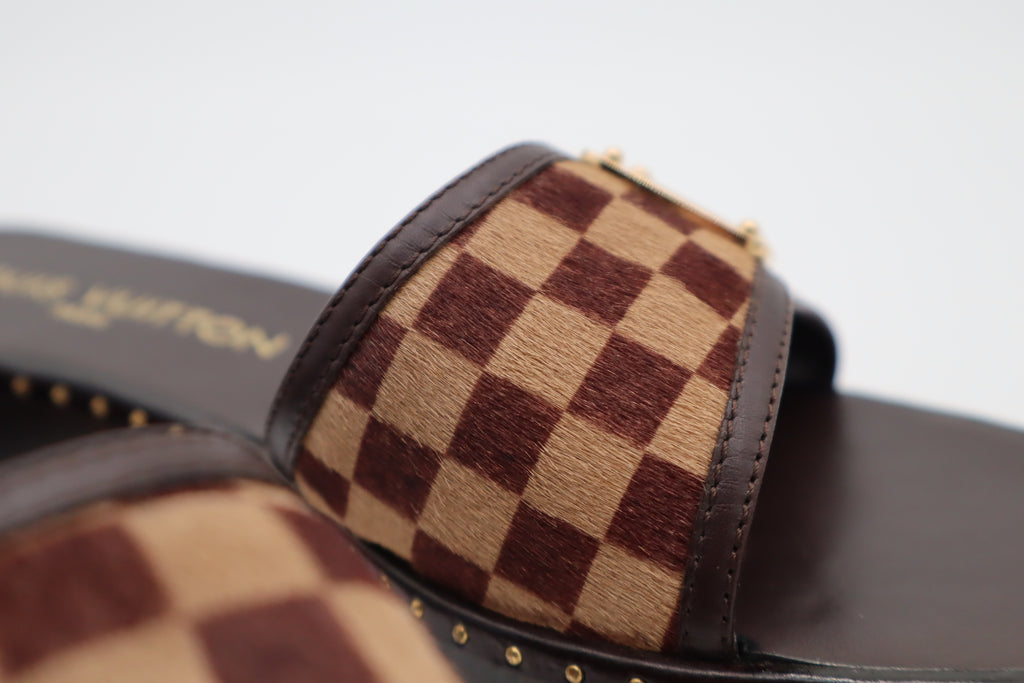 Vintage Louis Vuitton Damier Pony Hair Flat Slides