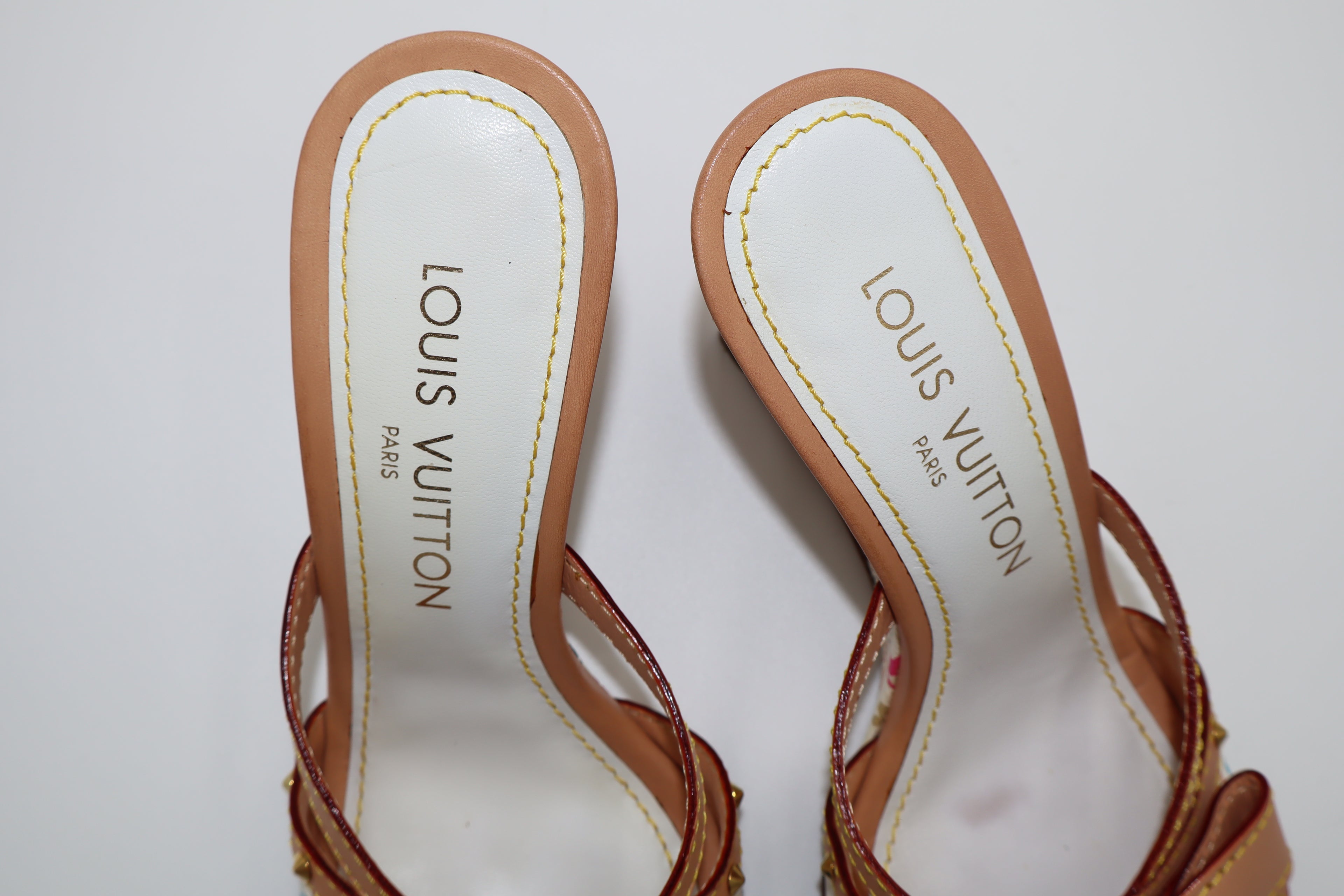 Louis Vuitton x Takashi Murakami Multicolore Bow Wedge Mule Heels