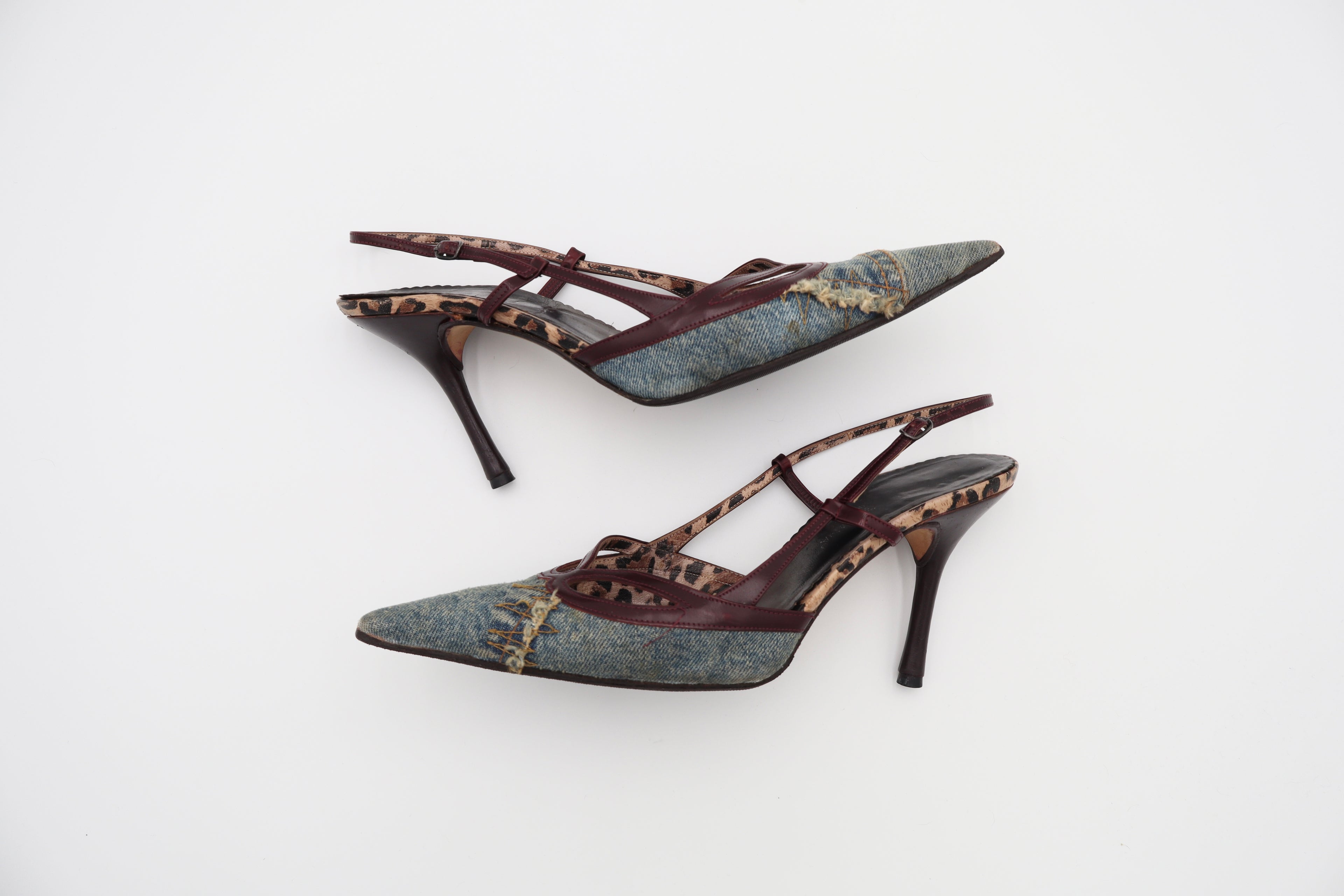 Dolce & Gabbana distressed denim slingback heels