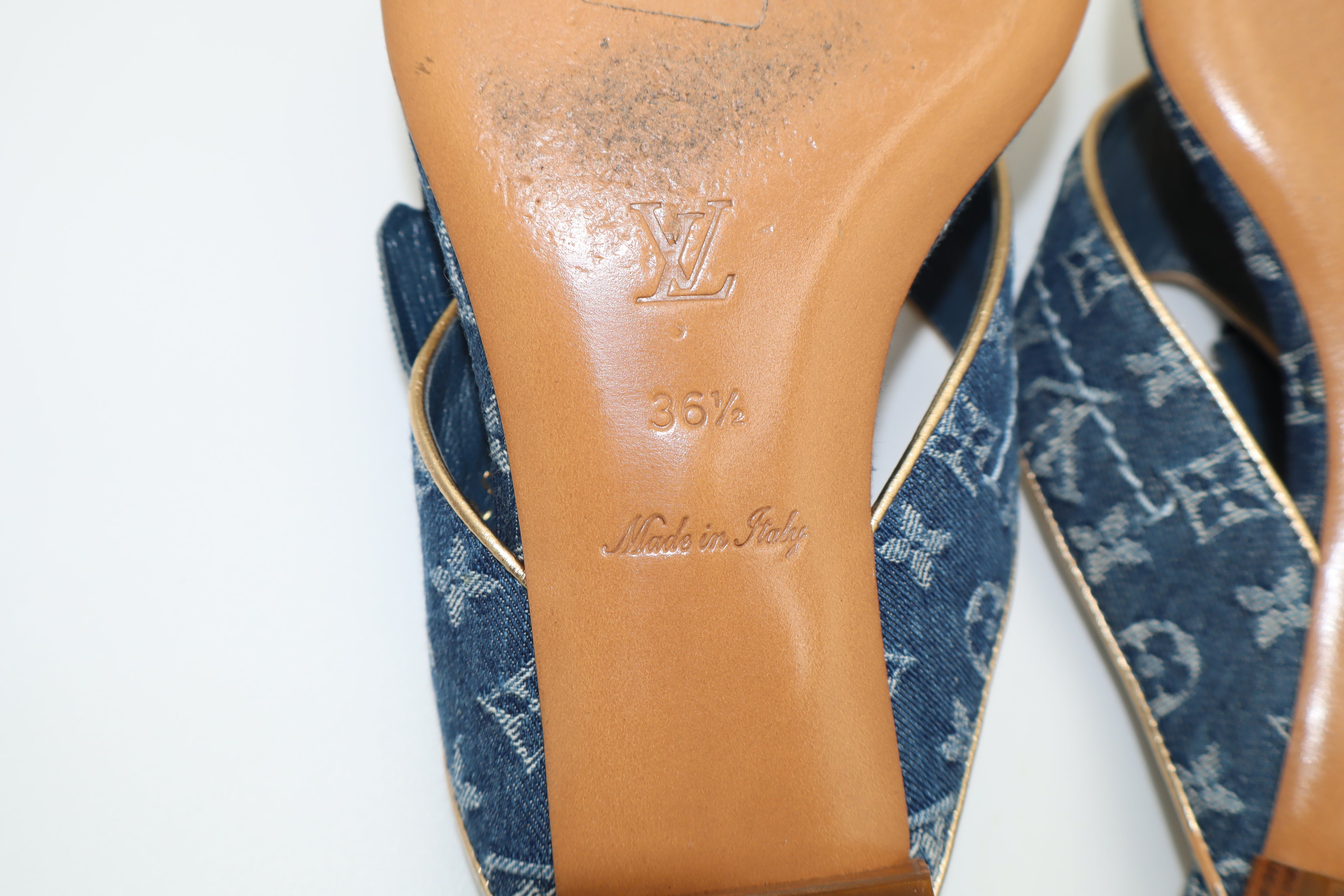 Louis Vuitton Monogram Denim Rosette Thong Sandals