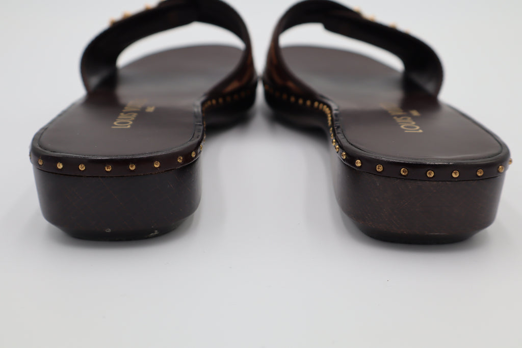 Vintage Louis Vuitton Damier Pony Hair Flat Slides
