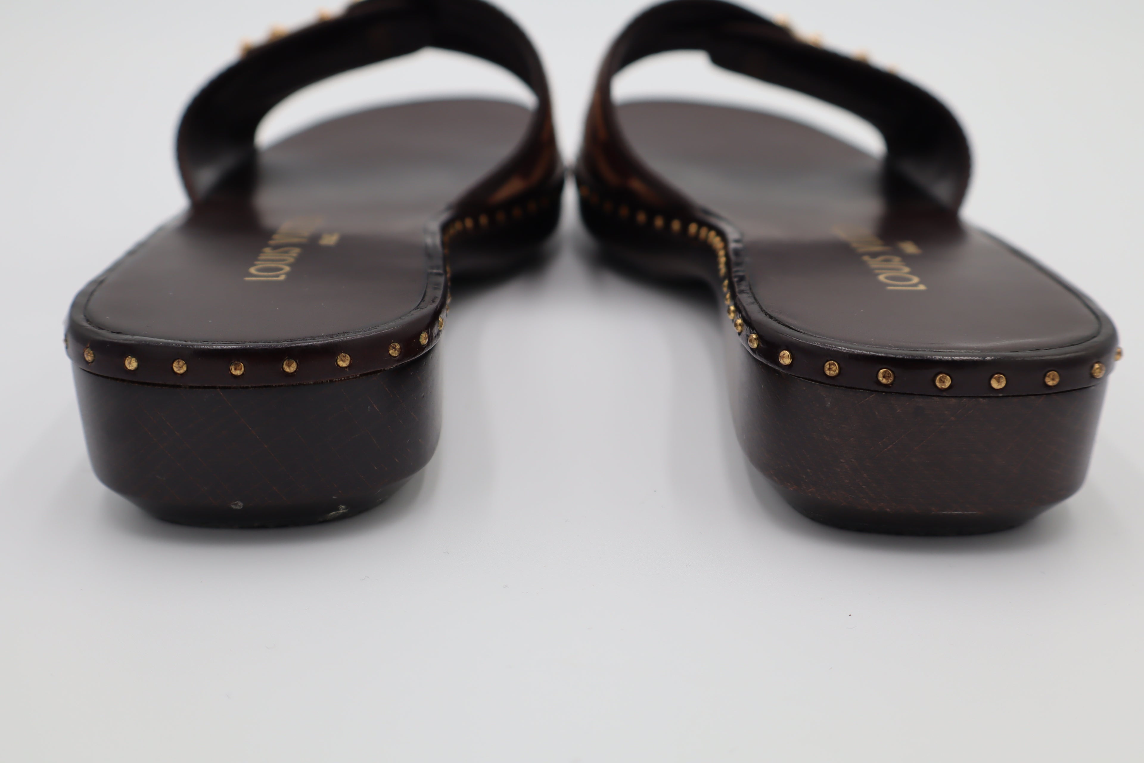 Vintage Louis Vuitton Damier Pony Hair Flat Slides