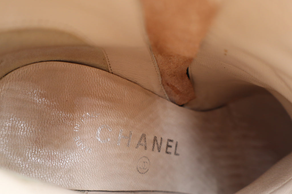 CHANEL F/W 2000 CC Monogram Print Ankle Boots