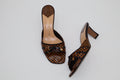 Louis Vuitton Vintage Brown Damier “LV” Sandal Heels