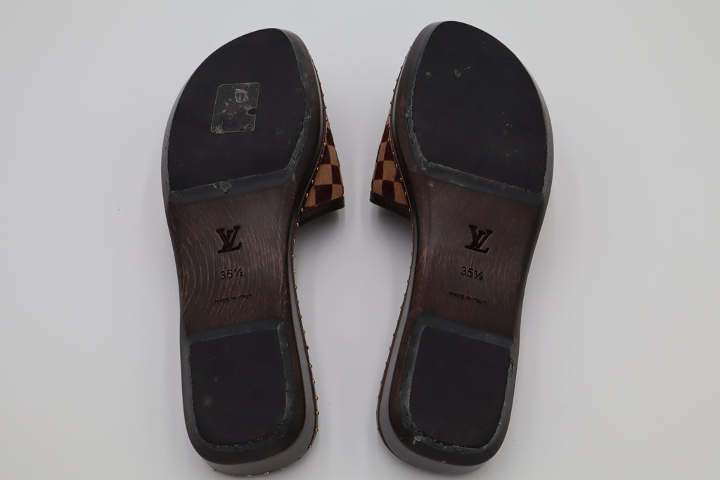 Vintage Louis Vuitton Damier Pony Hair Flat Slides