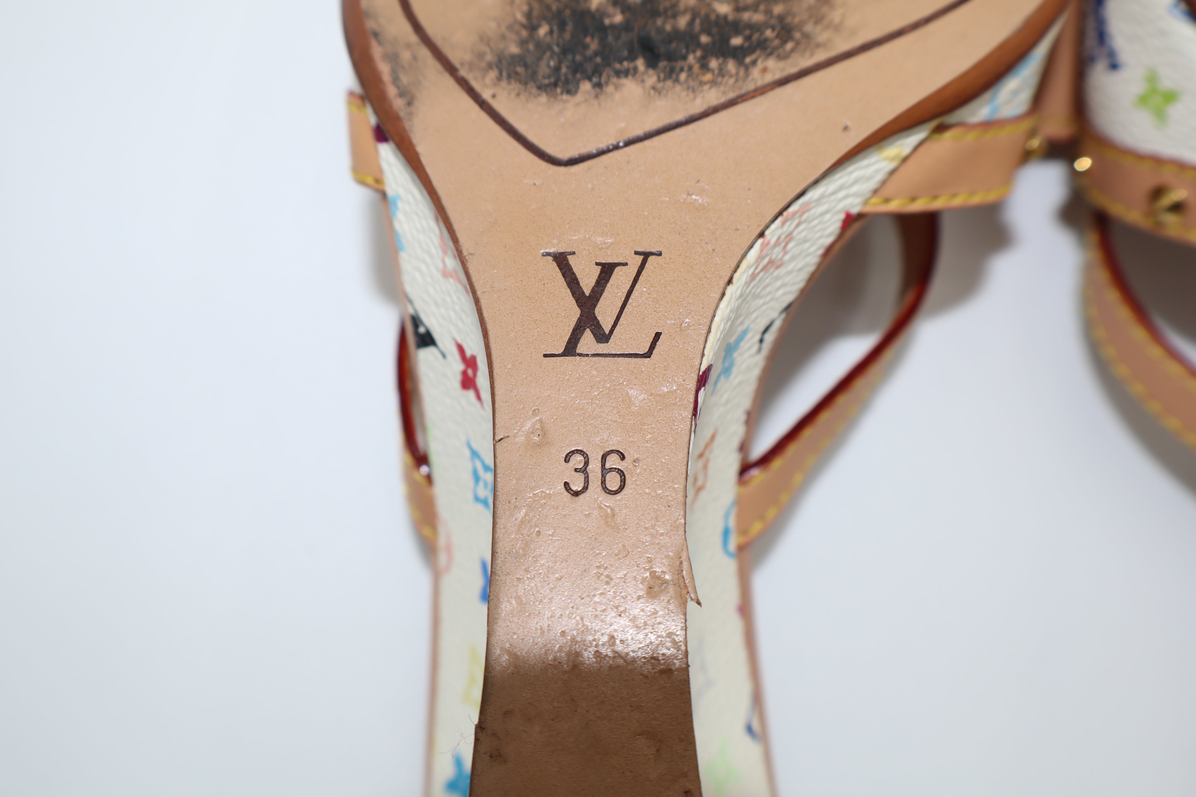 Louis Vuitton x Takashi Murakami Multicolore Bow Wedge Mule Heels