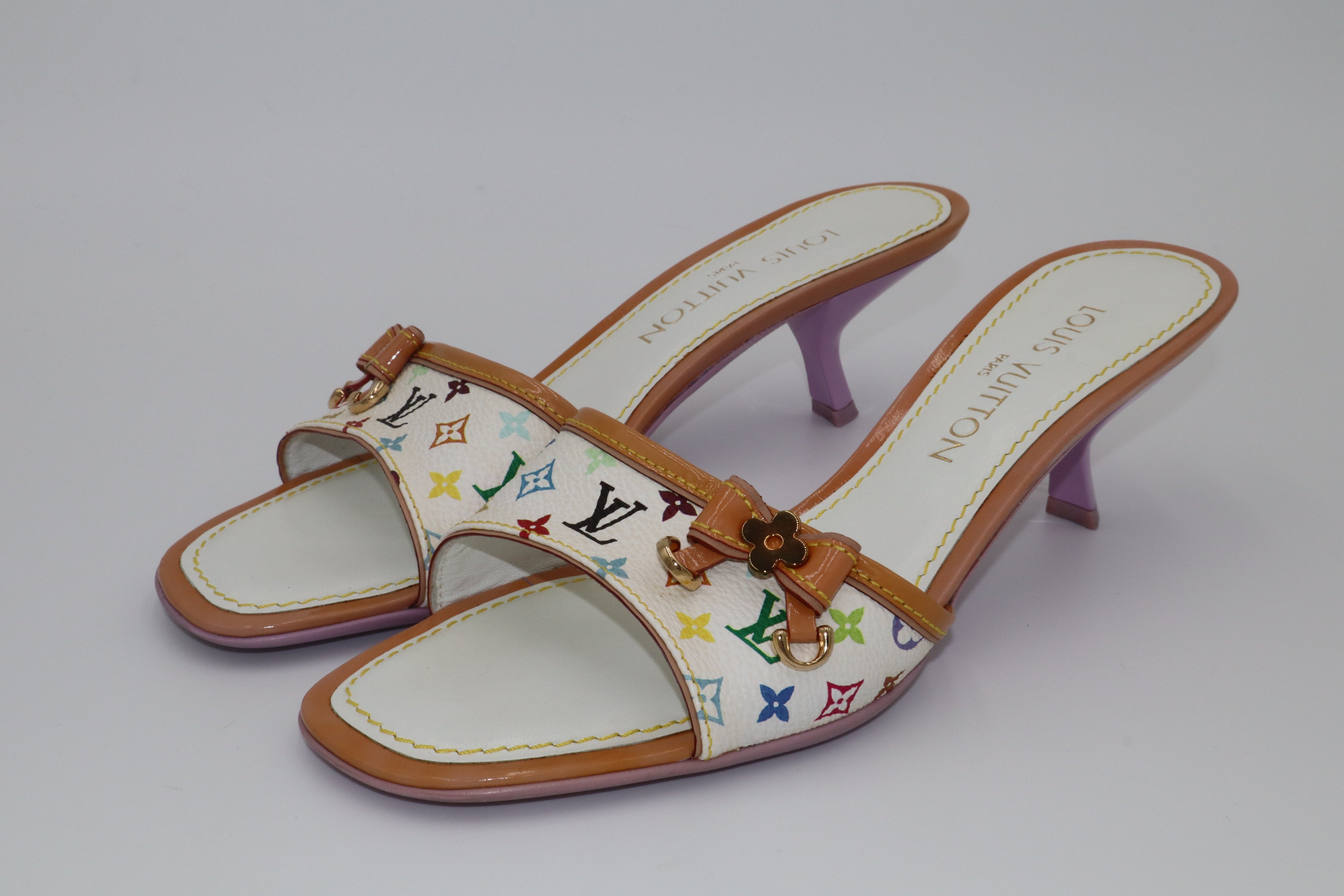 Louis Vuitton x Takashi Murakami Multicolore Monogram Mule Heels
