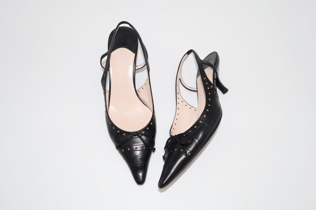Chanel Bow Slingback Kitten Heels