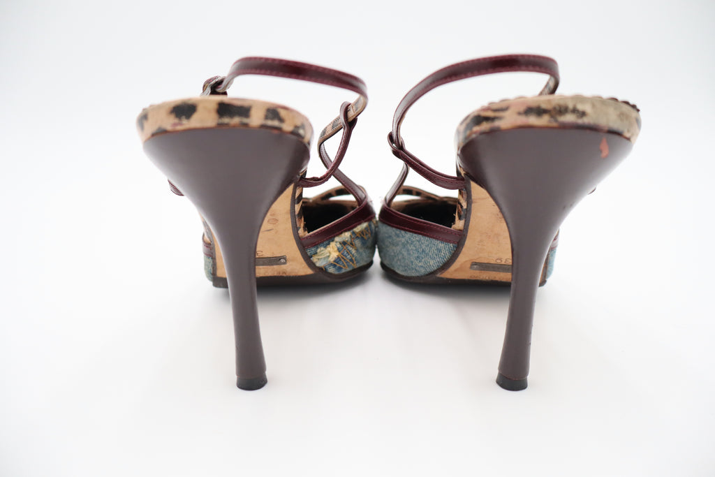 Dolce & Gabbana distressed denim slingback heels