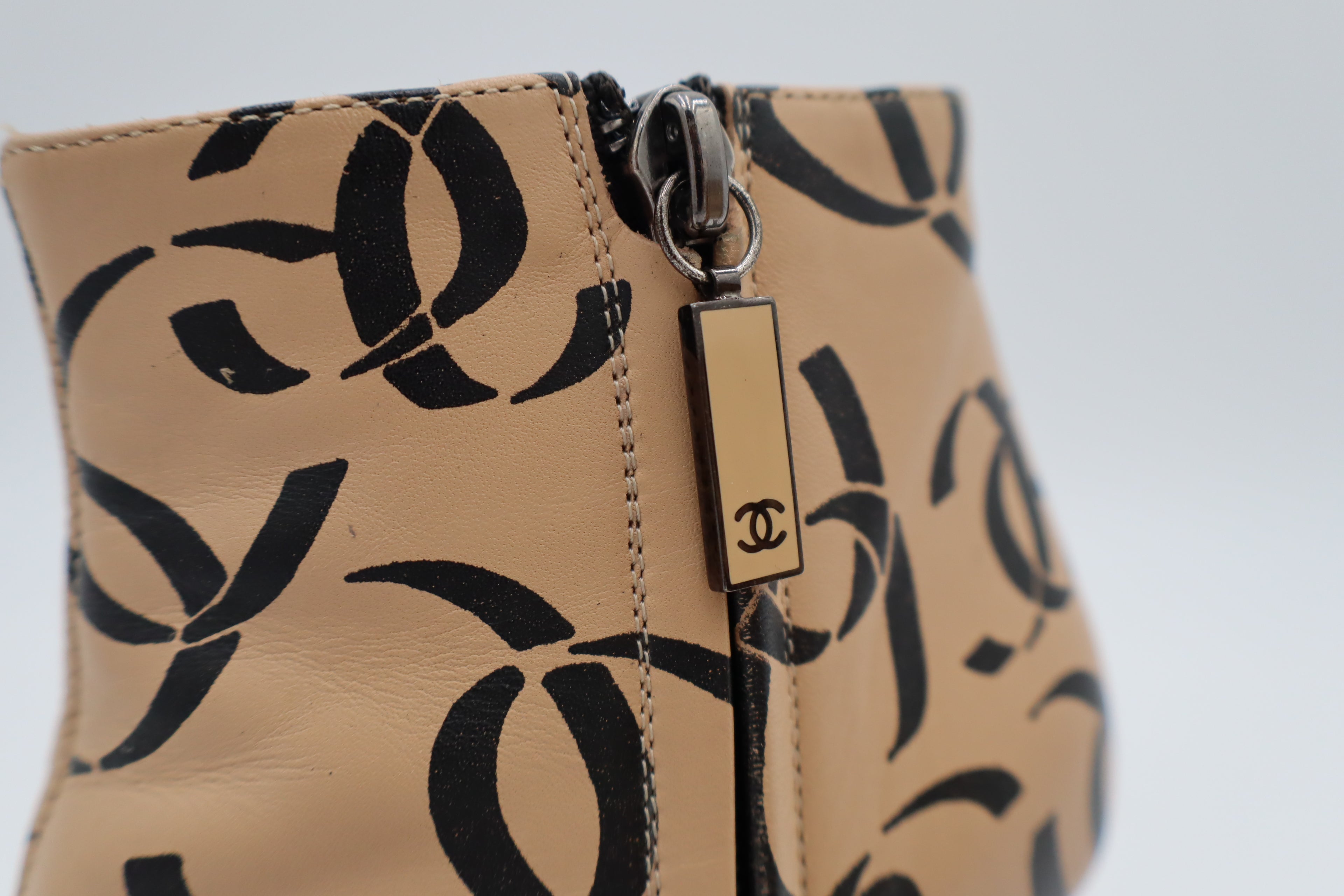 CHANEL F/W 2000 CC Monogram Print Ankle Boots