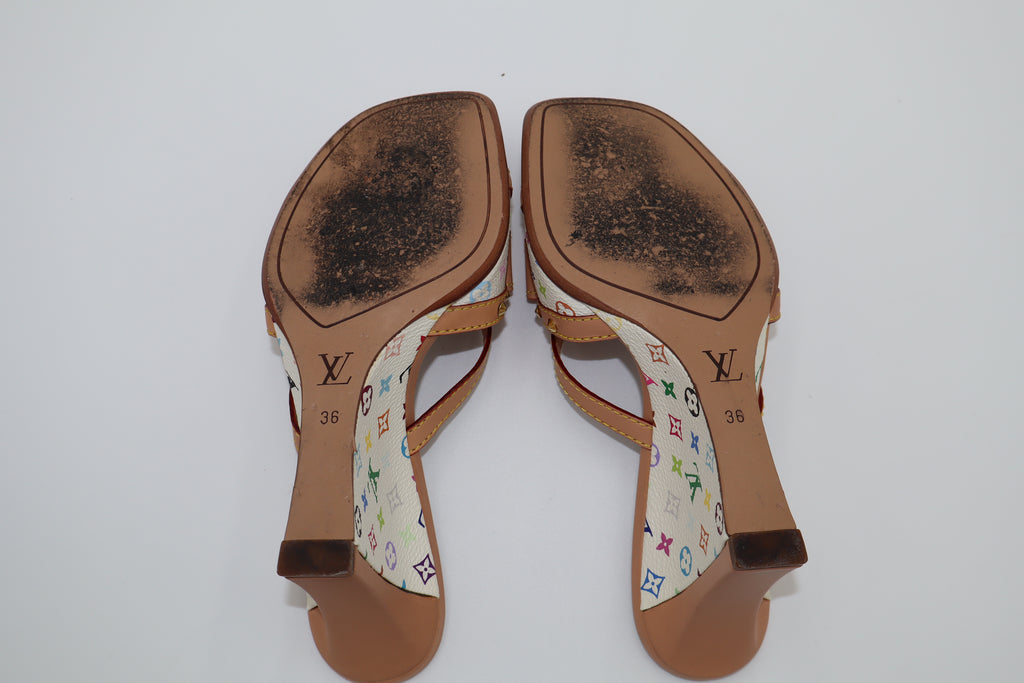 Louis Vuitton x Takashi Murakami Multicolore Bow Wedge Mule Heels