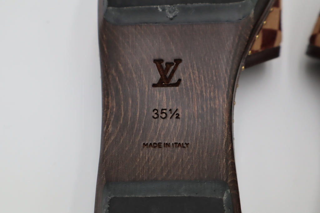 Vintage Louis Vuitton Damier Pony Hair Flat Slides