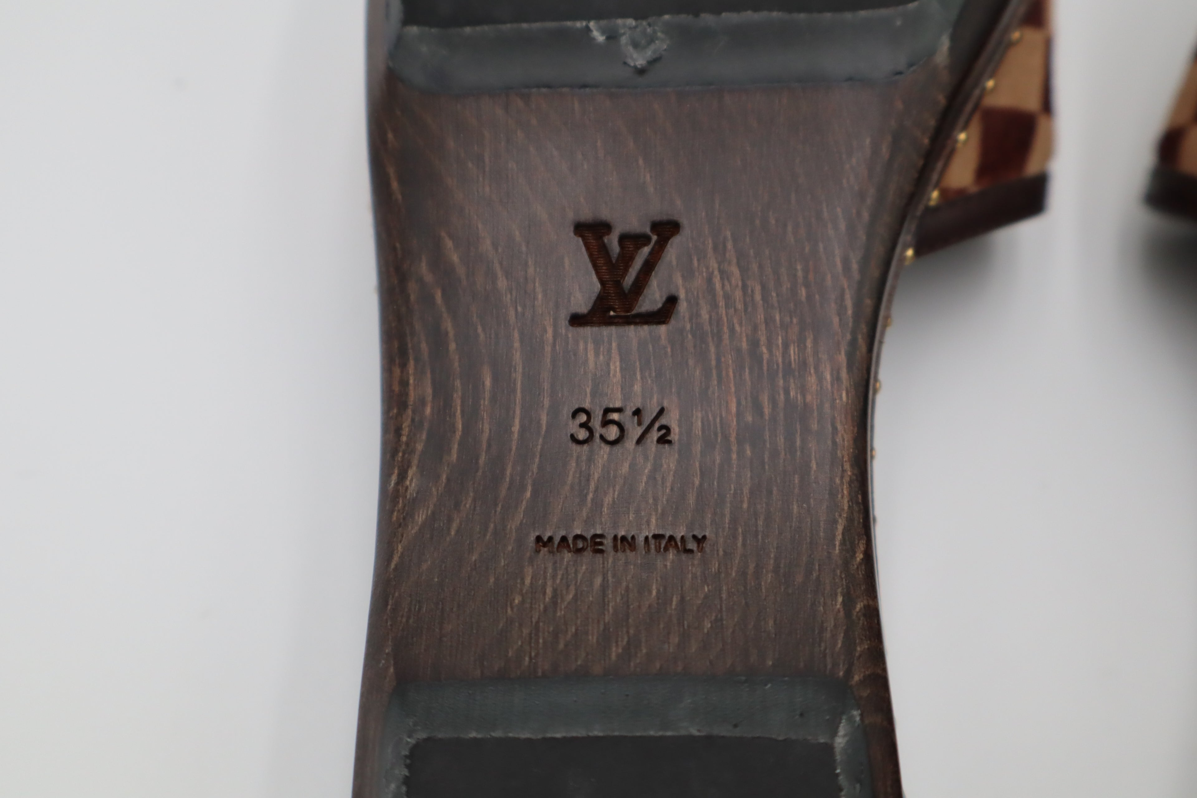 Vintage Louis Vuitton Damier Pony Hair Flat Slides