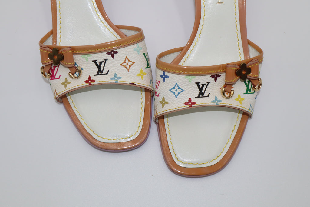 Louis Vuitton x Takashi Murakami Multicolore Monogram Mule Heels