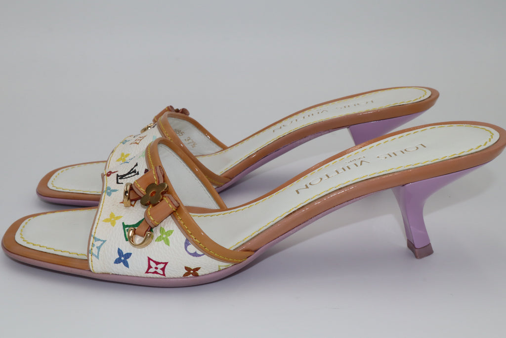 Louis Vuitton x Takashi Murakami Multicolore Monogram Mule Heels