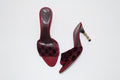 F/W 2004 Gucci Burgundy GG Velvet & Python Bamboo Heel Mules