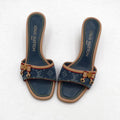 Louis Vuitton Monogram Denim Kitten Heel Slide Mules | 35