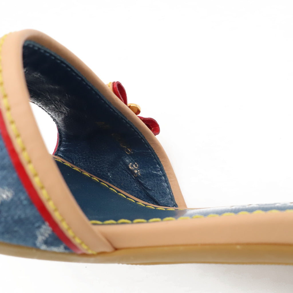 Louis Vuitton Monogram Denim Kitten Heel Slide Mules | 35
