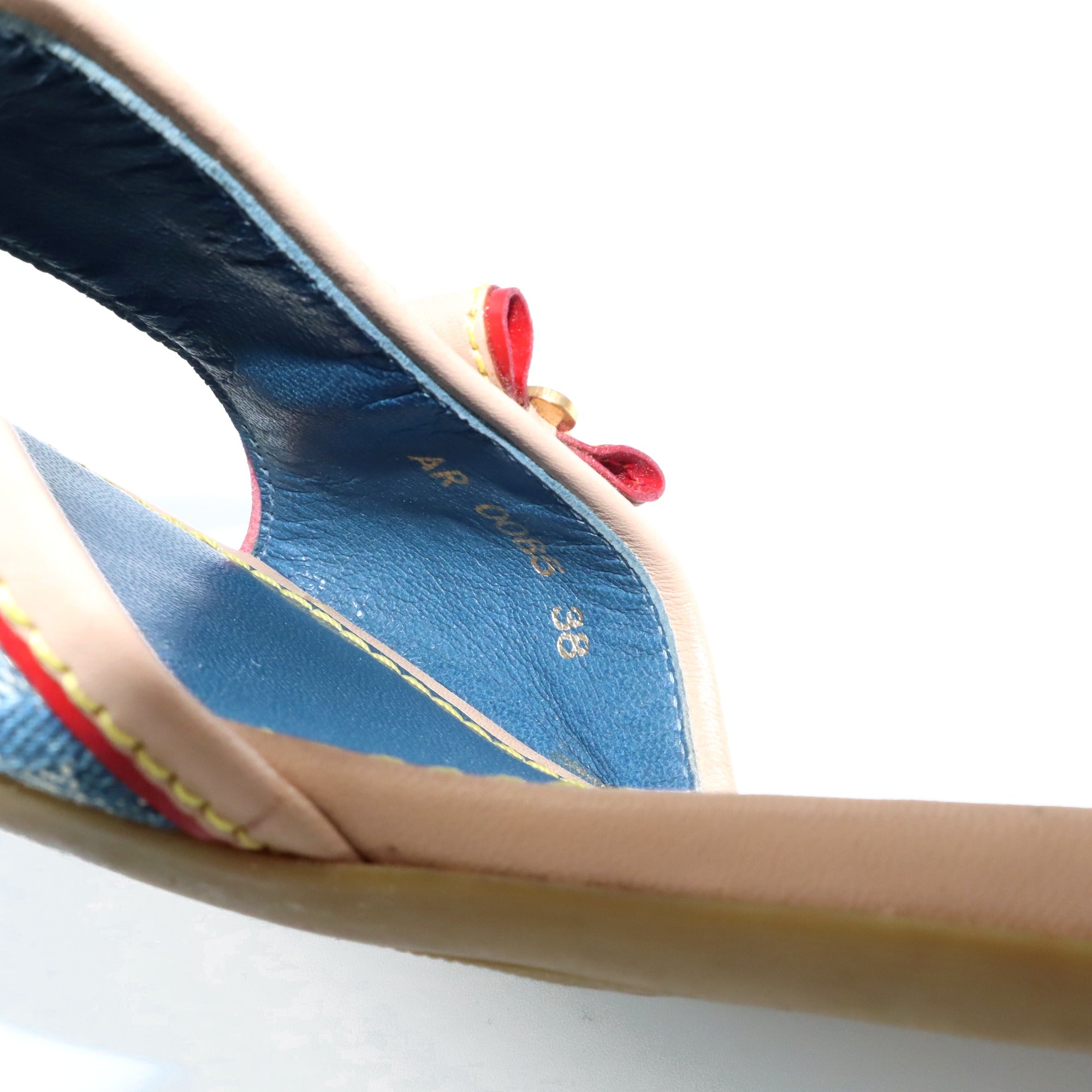 Louis Vuitton Monogram Denim Kitten Heel Slide Mules | 38